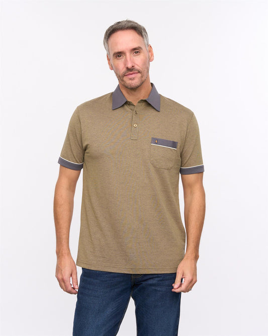 G57X01 Mens Short Sleeve Oxford Jersey Polo Gabicci Heritage - CARAMEL