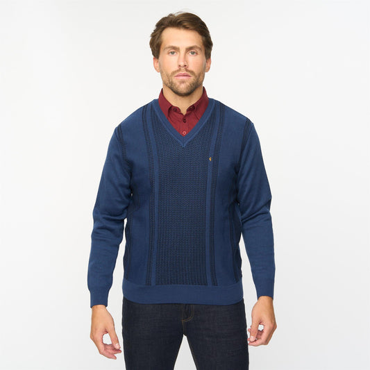 G55M02 Fancy Vee Neck Sweater Gabicci Classic ATLANTIC