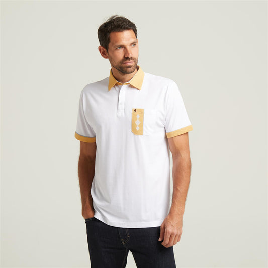G52X07 Mens Short Sleeve Plated Jersey Polo Shirt Gabicci Classic - WHITE