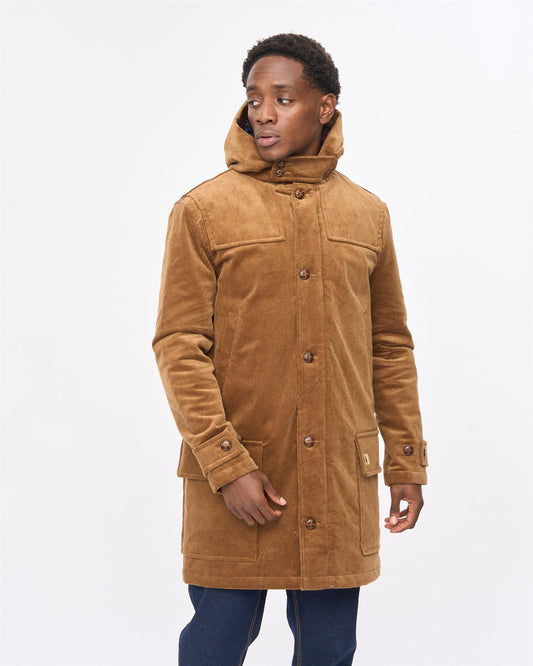 V57GJ14 Mens Chuck Courdroy Duffle Coat Gabicci Vintage - CARAMEL