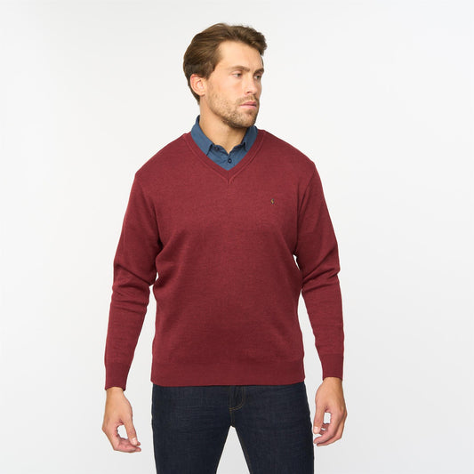 G55K01 Plain Vee Neck Sweater Gabicci Classic MULBERRY