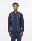 V57GM04 Mens Hambro Long Sleeve Knit Polo Gabicci Vintage - NAVY