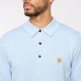 V54GK08 Mens Francesco Long Sleeve Plain Knitted Polo Gabicci Vintage - AZURE