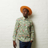 V54GW11 Mens Clarke Long Sleeve Pattern Shirt Gabicci Vintage - MEADOW
