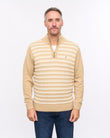 G57M13 Mens Textured Front Knit Quarter Zip Sweater Gabicci Heritage - CARAMEL