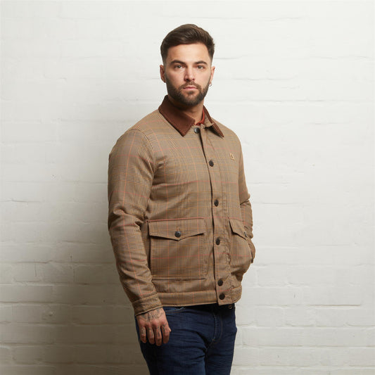 V55GJ11 Mens Hunter Check Blouson Gabicci Vintage - NUTMEG