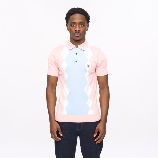 V56GM02 Mens Bond Short Sleeve Knit Polo Gabicci Vintage - CANDY