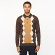 V55GM02 Mens Bond Long Sleeve Knitted Three Button Polo Gabicci Vintage - CLOVE