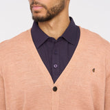 G54K02 Mens Plain Vee Kneck Cardigan Gabicci Classic - PEACH