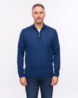 G57K21 Mens Long Sleeve Plain Merino Knit Quarter Zip Polo Gabicci Heritage - NAVY