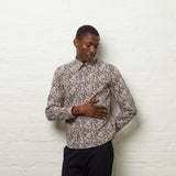V54GW10 Mens Sanchez Long Sleeve Pattern Shirt Gabicci Vintage - NAVY