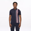 V56GM03 Mens Soda Short Sleeve Side Stripe Knit Polo Gabicci Vintage - NAVY