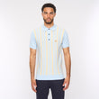V54GM05 Mens Johnny Short Sleeve Pattern Knitted Polo Gabicci Vintage - AZURE
