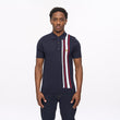 V56GM03 Mens Soda Short Sleeve Side Stripe Knit Polo Gabicci Vintage - NAVY