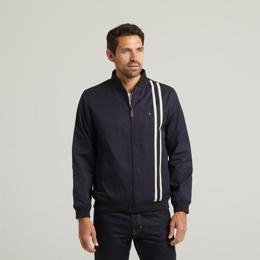 G54Q01 Mens Side Strip Zip Thru Jacket Gabicci Classic - NAVY