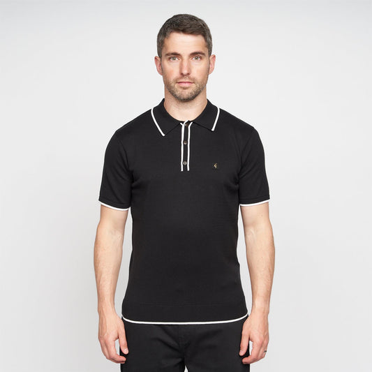 V00GM09S Mens Lineker Knitted Polo Gabicci Vintage - BLACK