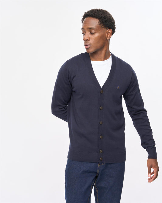 V57GK22 Mens Macklin Long Sleeve Button Thru Cardigan Gabicci Vintage - NAVY
