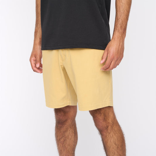 G54V01 Mens Washed Stretch Twill Shorts Gabicci Classic - BUTTER
