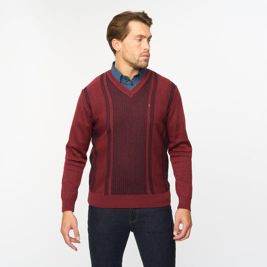G55M02 Fancy Vee Neck Sweater Gabicci Classic MULBERRY