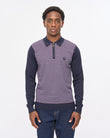 V57GM11 Mens Edmund Long Sleeve Knit Polo Gabicci Vintage - NAVY