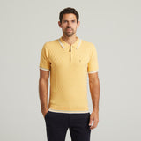 G54M08 Mens Short Sleeve Zip Neck Knitted Polo Gabicci Classic - PINEAPPLE