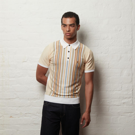 V56GM05 Mens Jed Short Sleeve Knit Polo Gabicci Vintage - WHITE