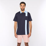 G52X17 Mens Short Sleeve Plated Jersey Polo Shirt Gabicci Classic - NAVY