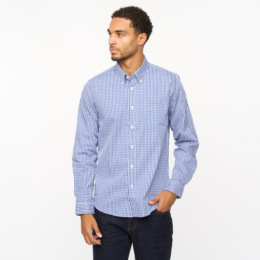 V55GW01 Mens Fraser Long Sleeve Woven Check Shirt Gabicci Vintage - COBALT