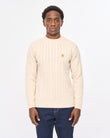 V57GM21 Mens Temor Long Sleeve Cable Knit Gabicci Vintage - PARCHMENT