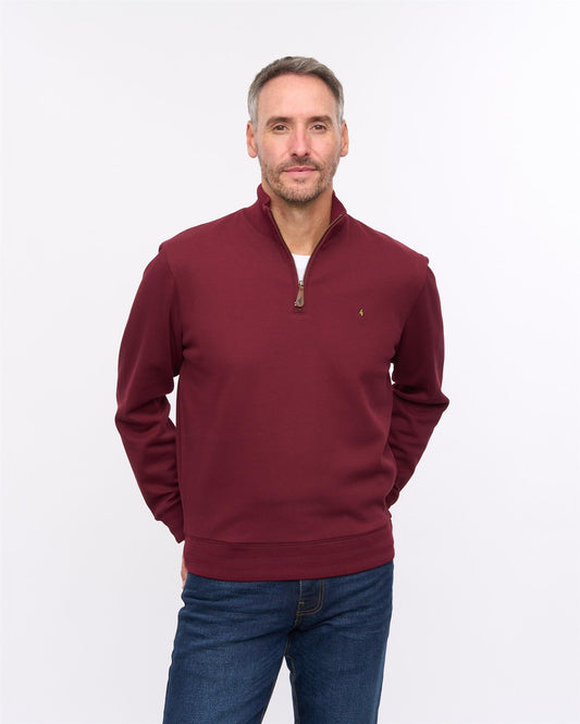 G57D01 Mens Quarter Zip Sweat Gabicci Heritage - ROUGE