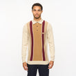 V55GM00 Mens Searle Long Sleeve Knitted Three Button Polo Gabicci Vintage - LINEN