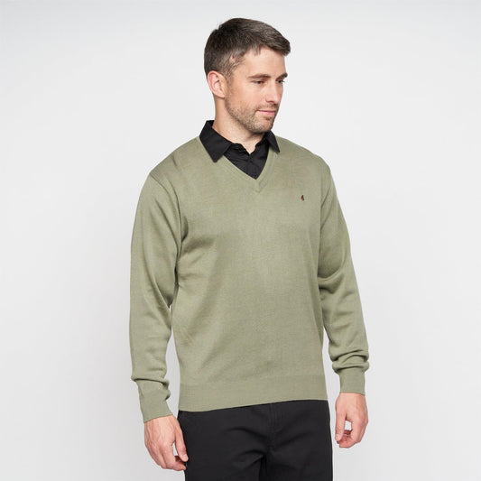 G00K01 Mens Vee Neck Sweater Gabicci Classic  - OLIVE