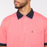 G52X08 Mens Short Sleeve Plated Jersey Polo Shirt Gabicci Classic - CORAL