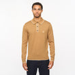 V55GM09 Mens Lineker Long Sleeve Knitted Three Button Polo Gabicci Vintage - NUTMEG
