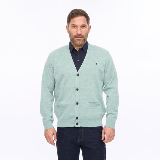 G56K02 Mens Plain Knit Cardigan Gabicci Classic - MINT