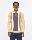 V57GM00 Mens Searle Long Sleeve Knit Polo Gabicci Vintage - CARAMEL