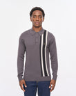 V57GM03 Mens Soda Long Sleeve Knit Polo Gabicci Vintage - CHARCOAL