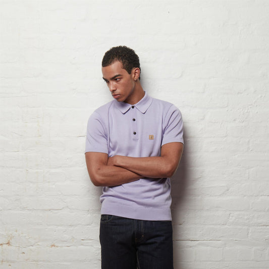 V56GK04 Mens Jackson Short Sleeve Plain Knit Polo Gabicci Vintage - HEATHER