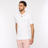 G54M08 Mens Short Sleeve Zip Neck Knitted Polo Gabicci Classic - WHITE