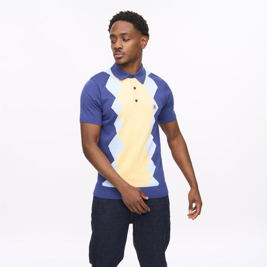 V56GM02 Mens Bond Short Sleeve Knit Polo Gabicci Vintage - DELFT