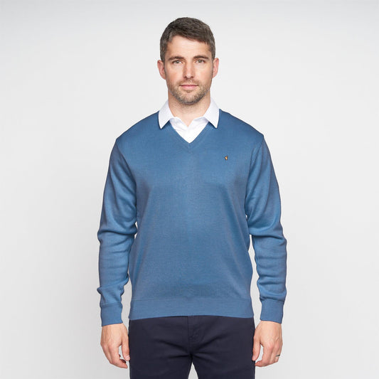 G00K01 Mens Vee Neck Sweater Gabicci Classic  - DENIM