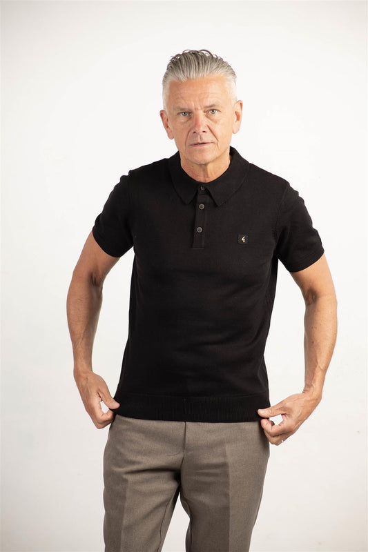 V00GK04 Mens Jackson Knitted Polo Gabicci Vintage - BLACK