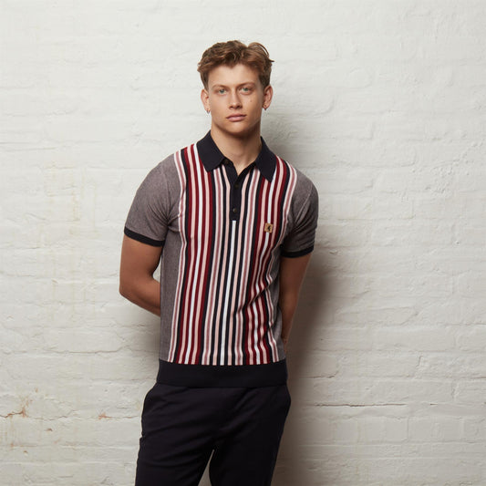 V56GM05 Mens Jed Short Sleeve Knit Polo Gabicci Vintage - NAVY