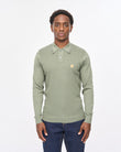 V57GM05 Mens Cambridge Long Sleeve Knit Polo Gabicci Vintage - KHAKI