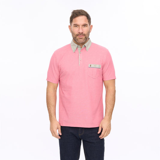 G56X16 Mens Short Sleeve Oxford Collar Jersey Polo Gabicci Classic - ROUGE