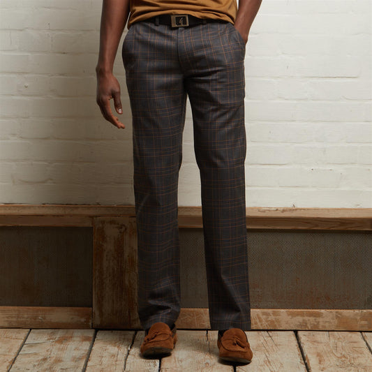 V55GT15 Mens Fairway Stretch Check Chino Gabicci Vintage - CHARCOAL