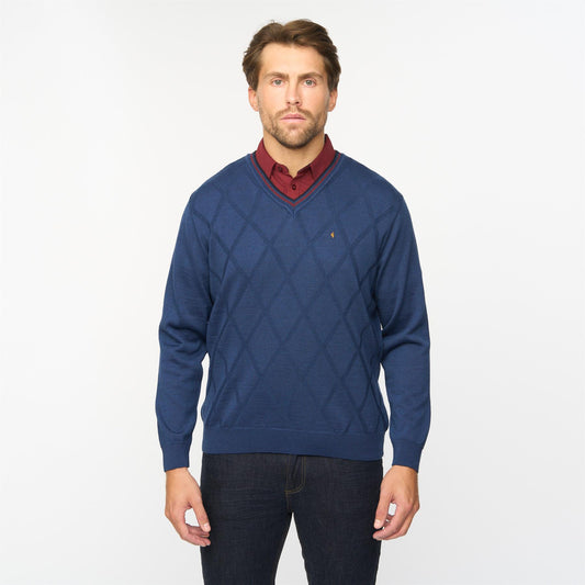 G55M04 Fancy Vee Neck Sweater Gabicci Classic ATLANTIC