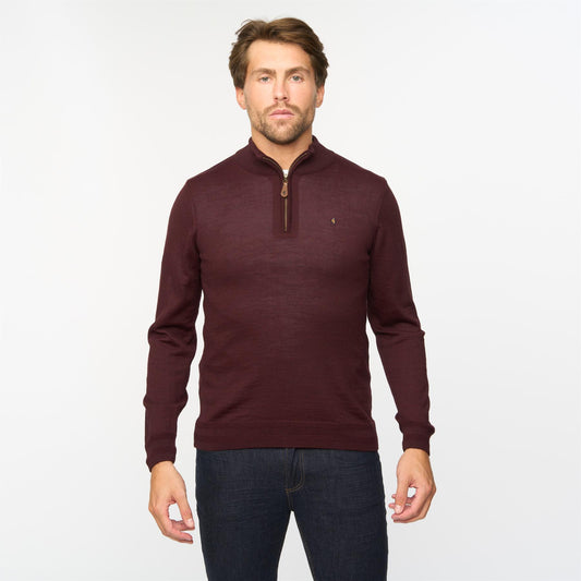 G55K21 Merino Quarter Zip Sweater Gabicci Classic MULBERRY