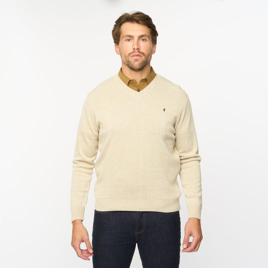 G55K01 Plain Vee Neck Sweater Gabicci Classic LINEN