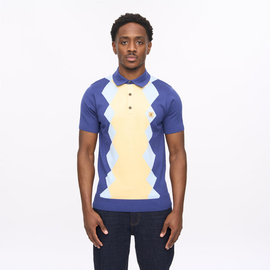 V56GM02 Mens Bond Short Sleeve Knit Polo Gabicci Vintage - DELFT